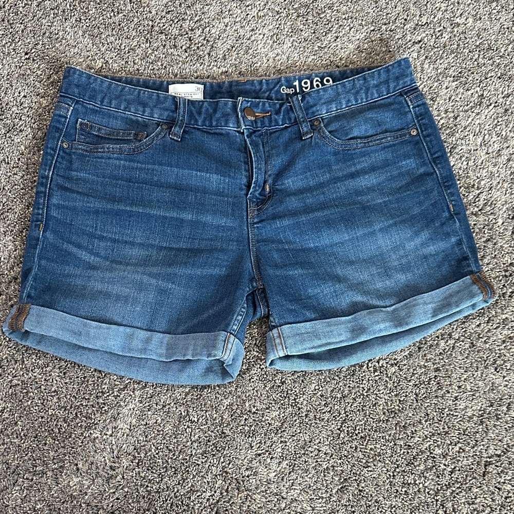 GAP 1969 Women's Dark Blue Rolled Cuff Denim Shorts